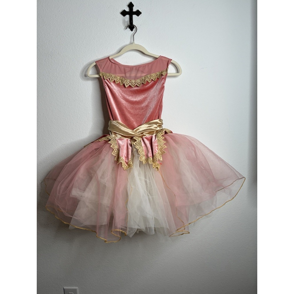 Weissman Size Kids Small Girls Child Gold And Pink Ballet Dance Costume Tulle - Picture 6 of 16